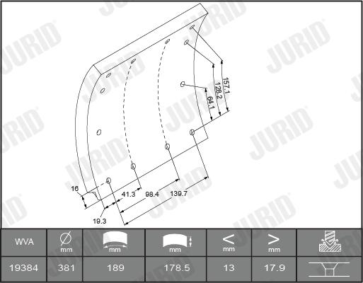 Jurid 1938511230 - Kit materiale d'attrito, Freno a tamburo autozon.pro