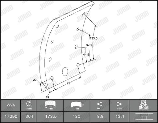 Jurid 1729035380 - Kit materiale d'attrito, Freno a tamburo autozon.pro