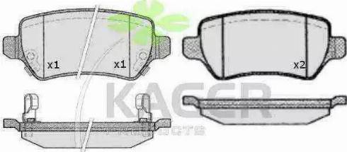 Kager 35-0629 - Kit pastiglie freno, Freno a disco autozon.pro