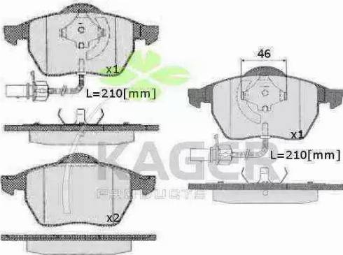 Kager 35-0214 - Kit pastiglie freno, Freno a disco autozon.pro