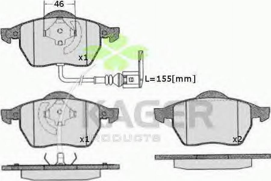 Kager 350216 - Kit pastiglie freno, Freno a disco autozon.pro