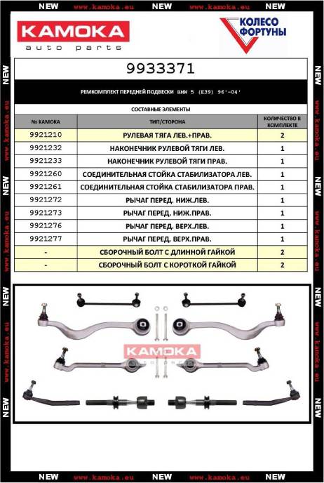 Kamoka 9933371 - Kit braccio oscillante, Sospensione ruota autozon.pro