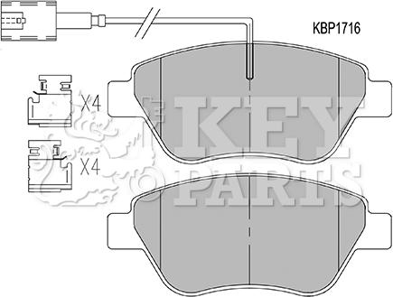 Key Parts KBP1716 - Kit pastiglie freno, Freno a disco autozon.pro