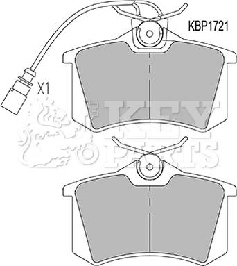 Key Parts KBP1721 - Kit pastiglie freno, Freno a disco autozon.pro