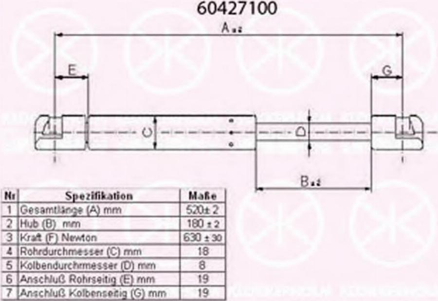 Klokkerholm 60427100 - Ammortizatore pneumatico, Cofano bagagli / vano carico autozon.pro