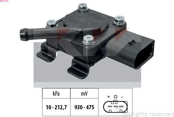 KW 493 312 - Sensore, Pressione gas scarico autozon.pro