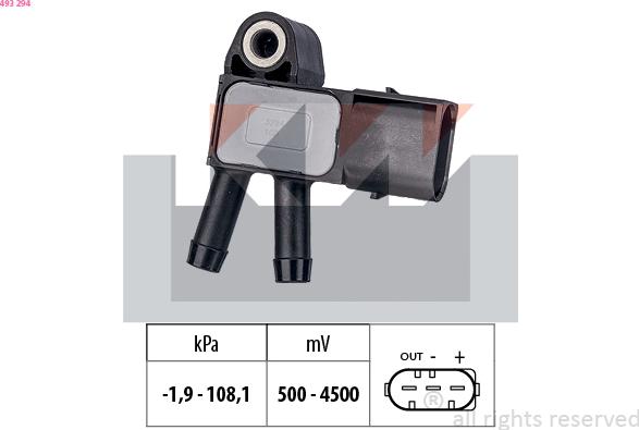 KW 493 294 - Sensore, Pressione gas scarico autozon.pro