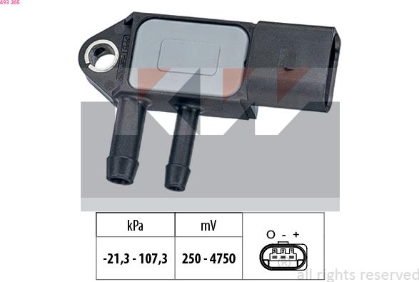 KW 493 265 - Sensore, Pressione gas scarico autozon.pro