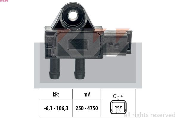 KW 493 271 - Sensore, Pressione gas scarico autozon.pro