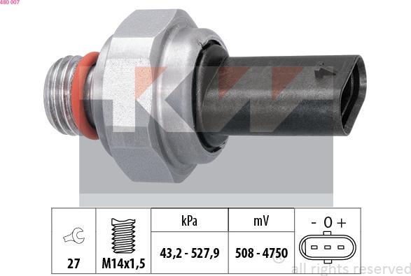 KW 480 007 - Sensore, Pressione gas scarico autozon.pro