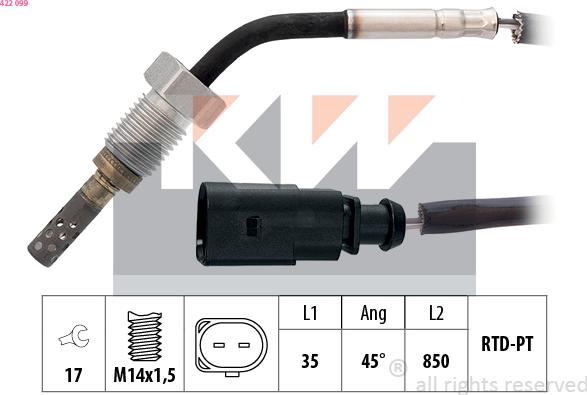 KW 422 099 - Sensore, Temperatura gas scarico autozon.pro