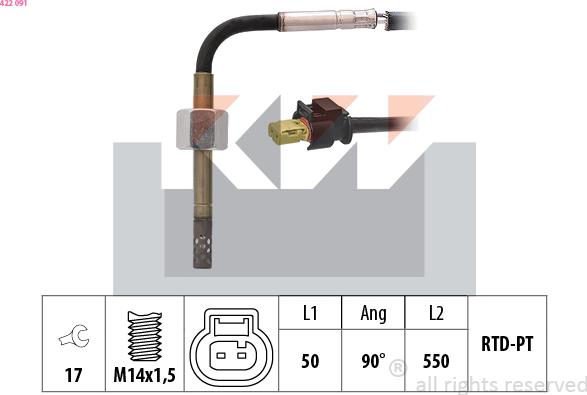 KW 422 091 - Sensore, Temperatura gas scarico autozon.pro