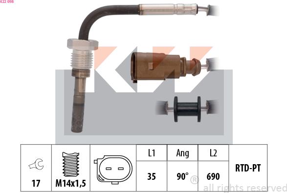 KW 422 098 - Sensore, Temperatura gas scarico autozon.pro