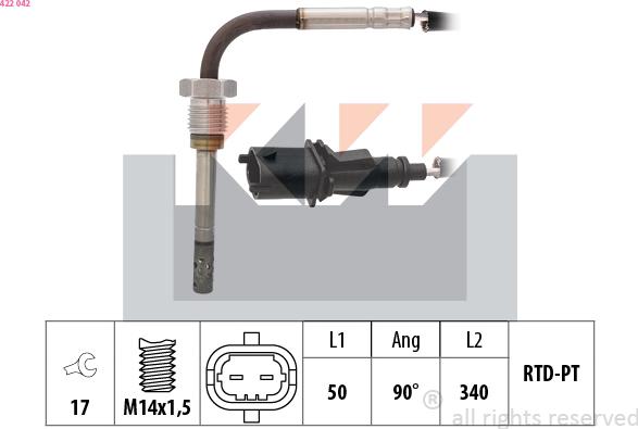 KW 422 042 - Sensore, Temperatura gas scarico autozon.pro