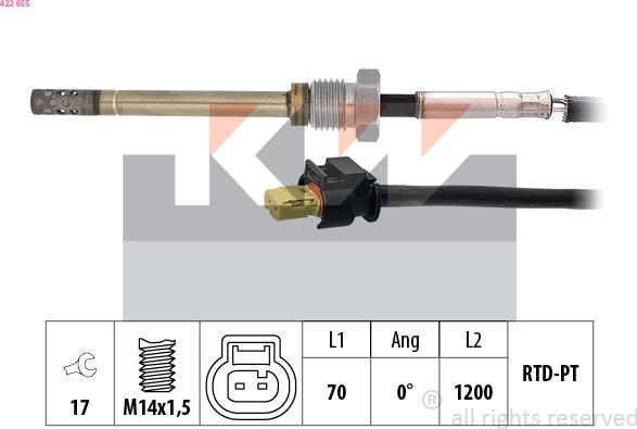 KW 422 055 - Sensore, Temperatura gas scarico autozon.pro