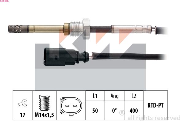 KW 422 066 - Sensore, Temperatura gas scarico autozon.pro