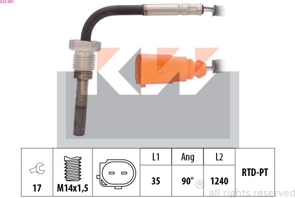 KW 422 061 - Sensore, Temperatura gas scarico autozon.pro