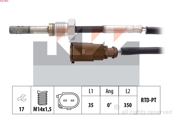 KW 422 063 - Sensore, Temperatura gas scarico autozon.pro