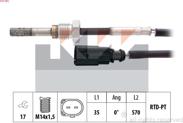 KW 422 062 - Sensore, Temperatura gas scarico autozon.pro