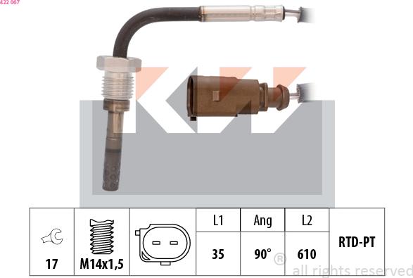 KW 422 067 - Sensore, Temperatura gas scarico autozon.pro