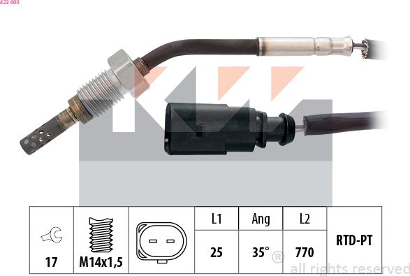 KW 422 003 - Sensore, Temperatura gas scarico autozon.pro