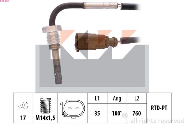 KW 422 002 - Sensore, Temperatura gas scarico autozon.pro