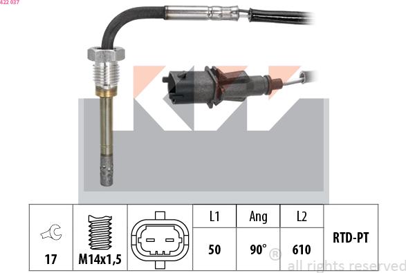 KW 422 037 - Sensore, Temperatura gas scarico autozon.pro