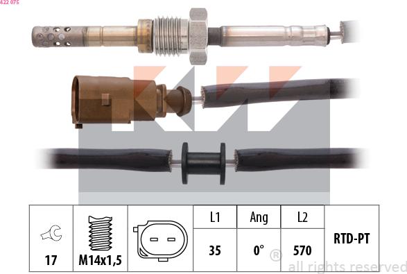 KW 422 075 - Sensore, Temperatura gas scarico autozon.pro