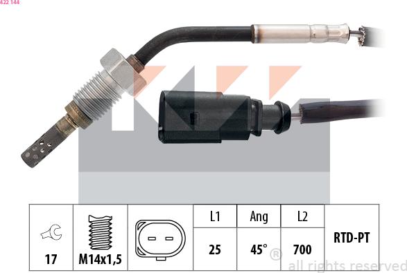 KW 422 144 - Sensore, Temperatura gas scarico autozon.pro