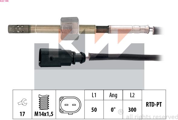 KW 422 146 - Sensore, Temperatura gas scarico autozon.pro