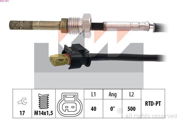 KW 422 153 - Sensore, Temperatura gas scarico autozon.pro