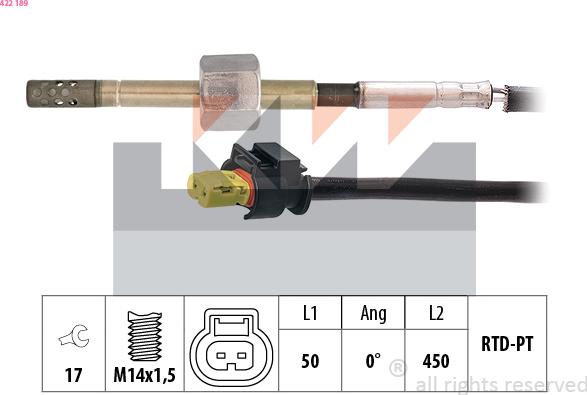 KW 422 189 - Sensore, Temperatura gas scarico autozon.pro