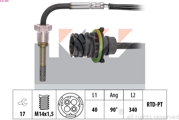 KW 422 366 - Sensore, Temperatura gas scarico autozon.pro