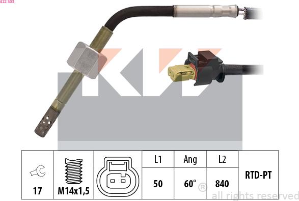 KW 422 303 - Sensore, Temperatura gas scarico autozon.pro