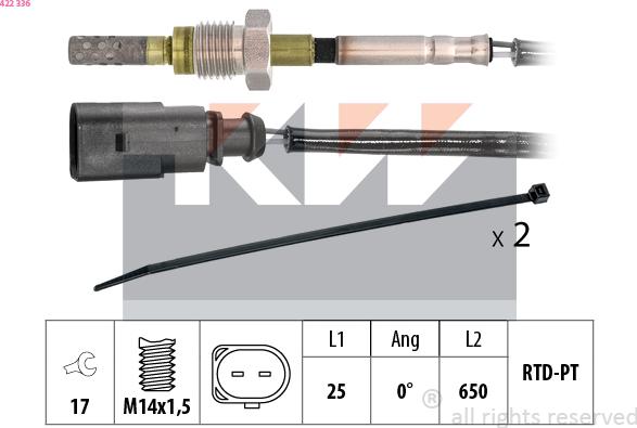 KW 422 336 - Sensore, Temperatura gas scarico autozon.pro