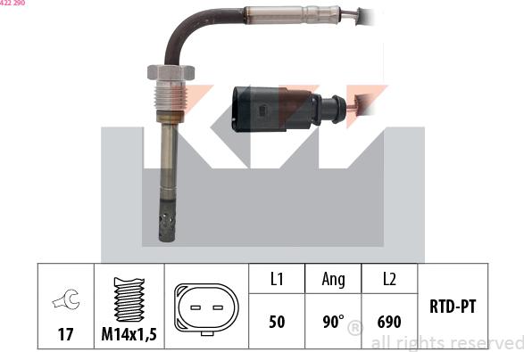 KW 422 290 - Sensore, Temperatura gas scarico autozon.pro