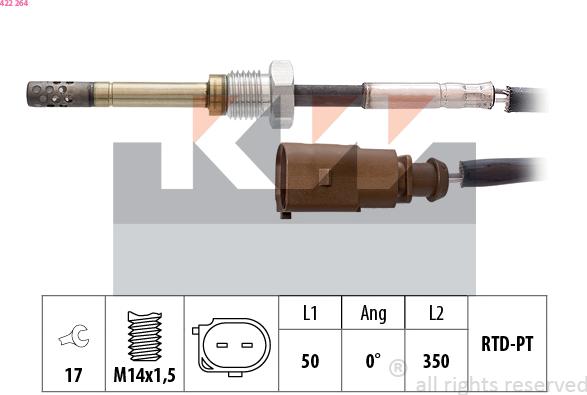 KW 422 264 - Sensore, Temperatura gas scarico autozon.pro