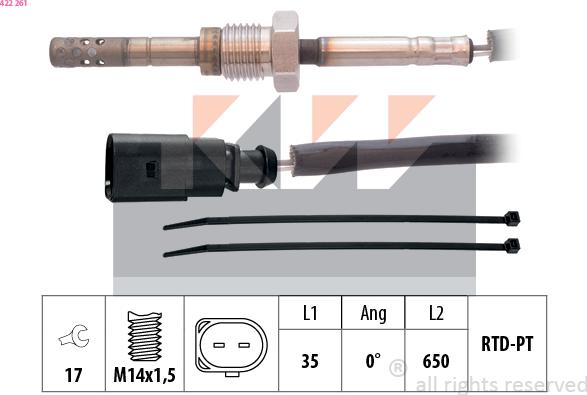 KW 422 261 - Sensore, Temperatura gas scarico autozon.pro