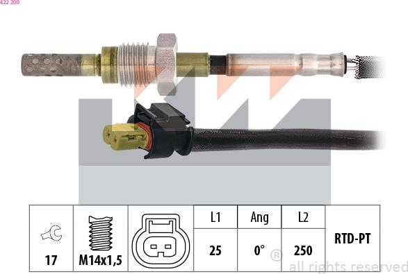 KW 422 200 - Sensore, Temperatura gas scarico autozon.pro