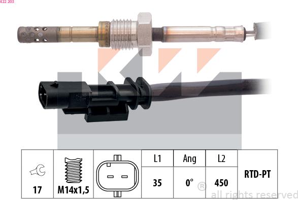 KW 422 203 - Sensore, Temperatura gas scarico autozon.pro