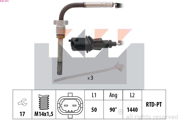 KW 422 212 - Sensore, Temperatura gas scarico autozon.pro