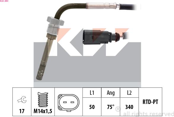 KW 422 283 - Sensore, Temperatura gas scarico autozon.pro