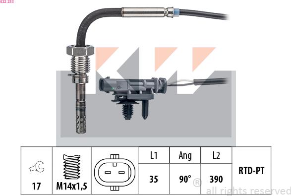 KW 422 233 - Sensore, Temperatura gas scarico autozon.pro