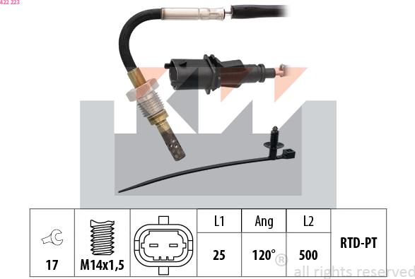 KW 422 223 - Sensore, Temperatura gas scarico autozon.pro