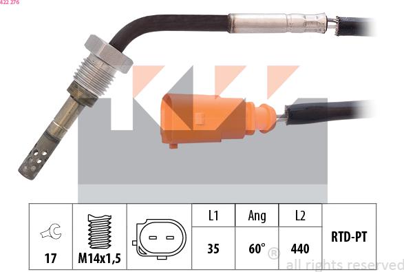 KW 422 276 - Sensore, Temperatura gas scarico autozon.pro