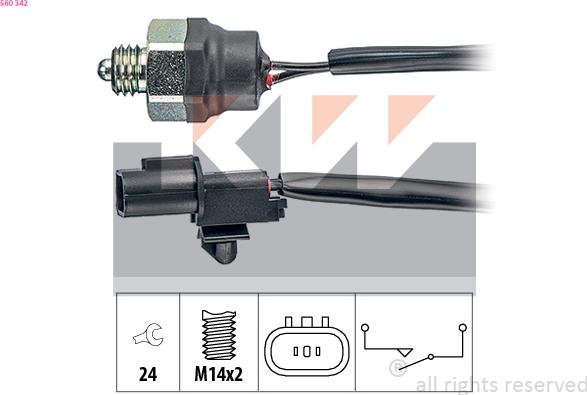 KW 560 342 - Interruttore, Luce di retromarcia autozon.pro