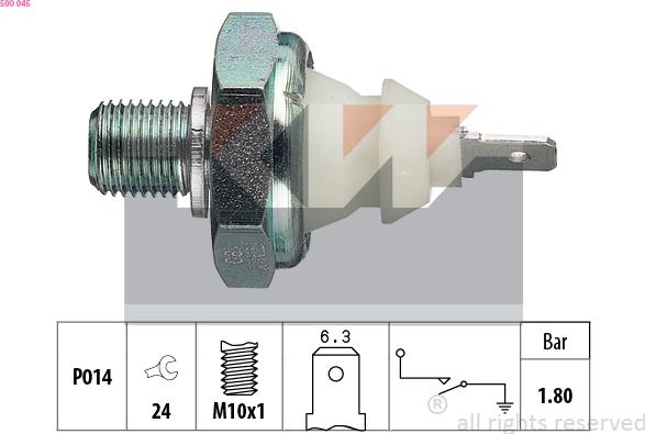 KW 500 045 - Sensore, Pressione olio autozon.pro