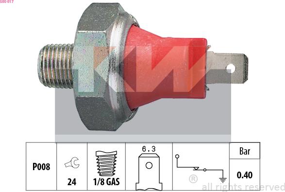 KW 500 017 - Sensore, Pressione olio autozon.pro