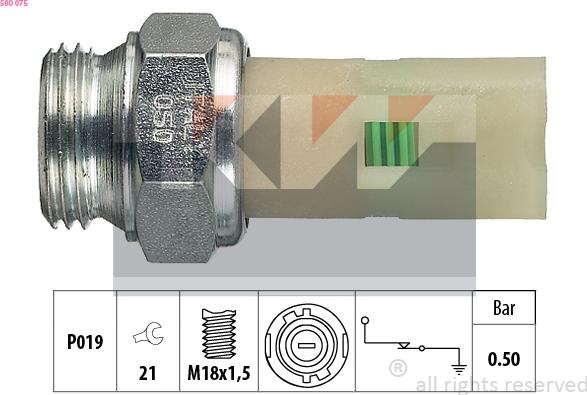 KW 500 075 - Sensore, Pressione olio autozon.pro