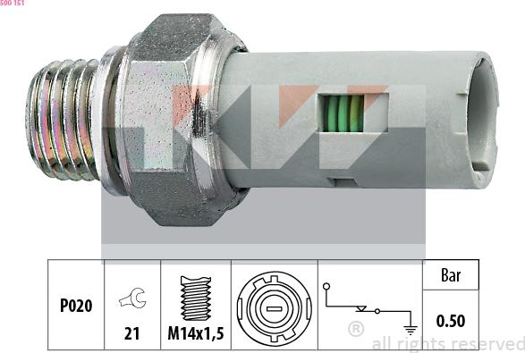 KW 500 151 - Sensore, Pressione olio autozon.pro